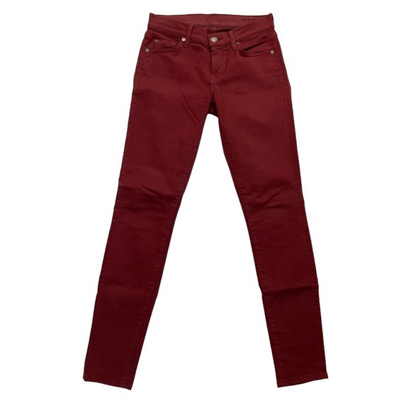 7 for All Mankind burgundy skinny jeans size 26 - Picture 1 of 5
